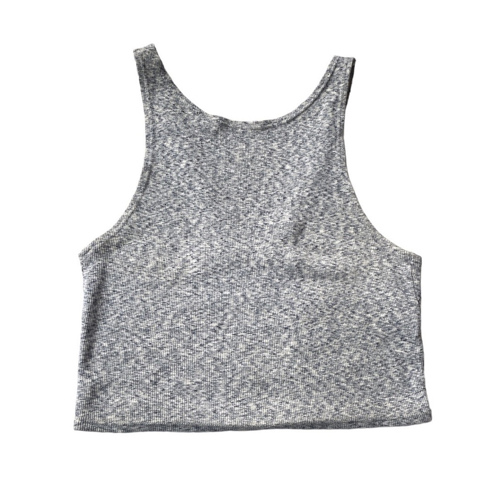 TopShop Crop Ribbed Tank Top Blue Cream Size 8 - Picture 1 of 6